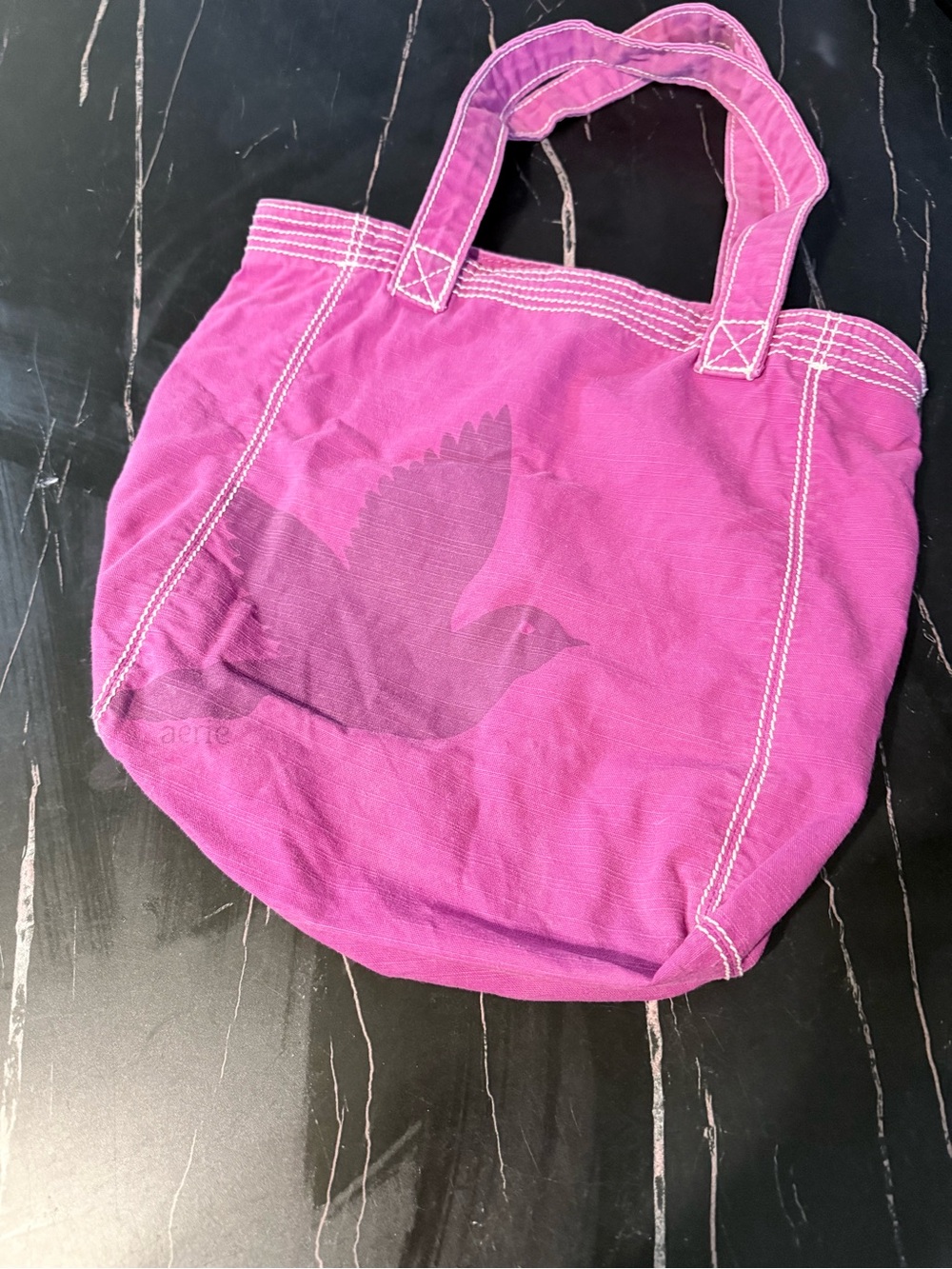 aerie Magenta Canvas Tote with Bird Silhouette